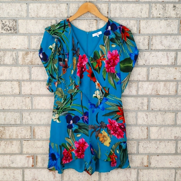 Parker Silk Blend Blue Floral Bradley Romper - Picture 2 of 5